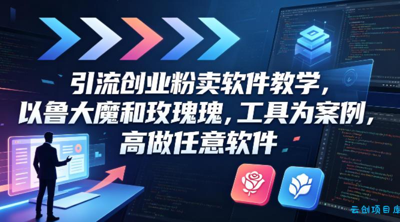 引流创业粉卖软件教学，以鲁大魔和玫瑰工具为案例，可做任意软件-云创项目库