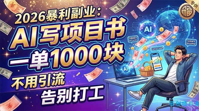2026暴利副业：AI 写项目书，一单 1000 块，不用引流，告别打工-云创项目库