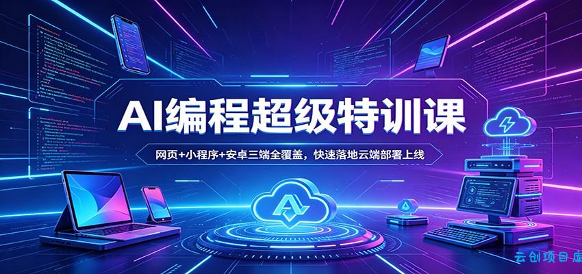 AI编程超级特训课：网页+小程序+安卓三端全覆盖，快速落地云端部署上线-云创项目库