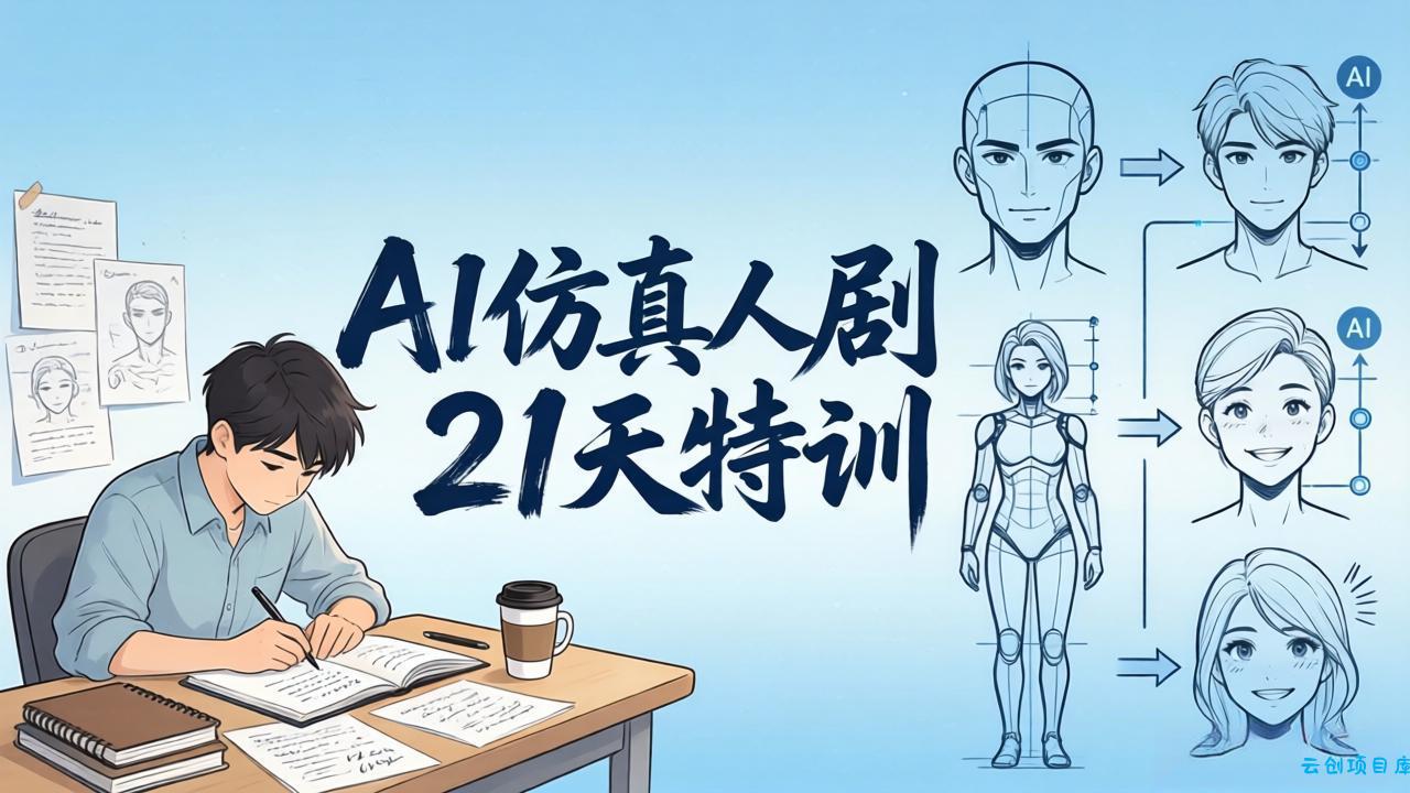 AI仿真人剧21天特训-更新：从剧本到成片全流程实战，掌握角色一致性与变现方法-云创项目库