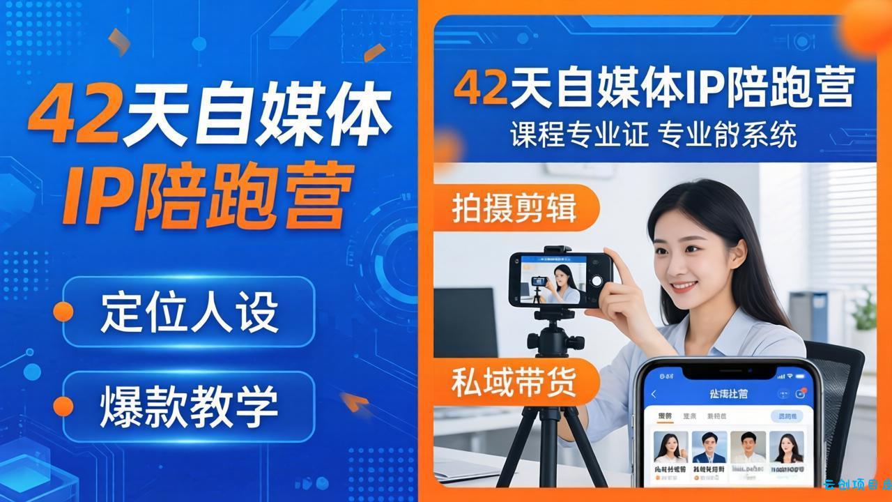 42天自媒体IP陪跑营-26年4月19更新：定位人设爆款全教学，拍摄剪辑私域带货一站式落地-云创项目库