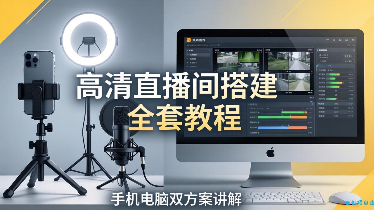 高清直播间搭建全套教程，手机电脑双方案讲解，设备选型调试多机位实操教学-云创项目库