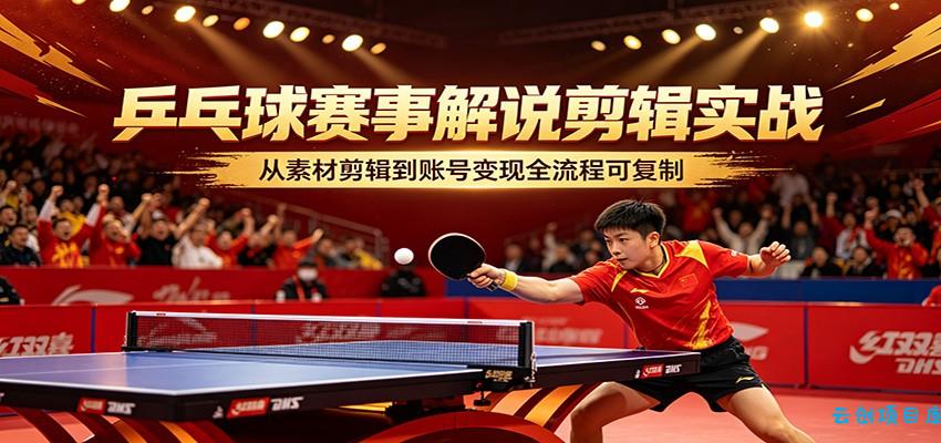 乒乓球赛事解说剪辑实战，从素材剪辑到账号变现全流程可复制-云创项目库