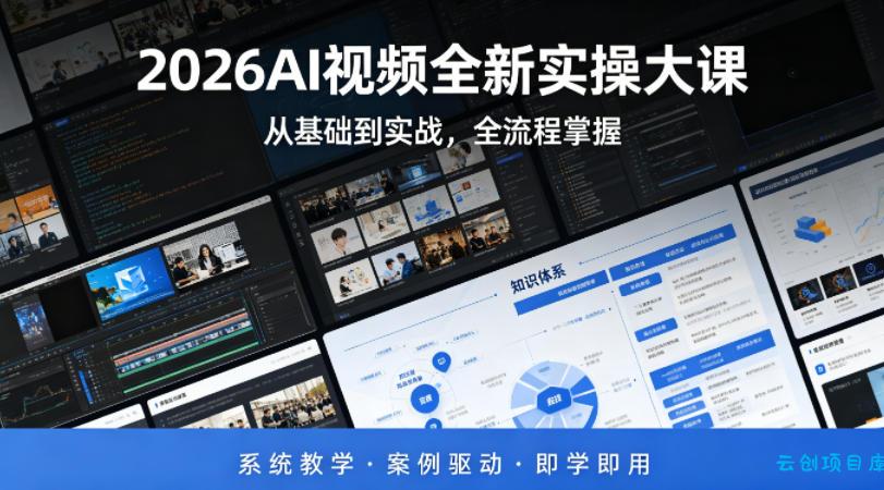 2026AI视频全新实操大课，从基础到实战，全流程掌握，系统教学·案例驱动·即学即用-云创项目库