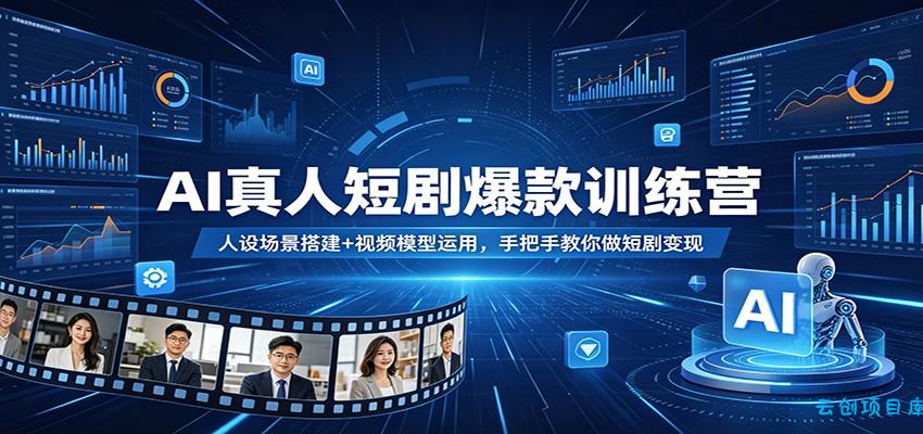 AI真人短剧爆款训练营：人设场景搭建+视频模型运用，手把手教你做短剧变现-云创项目库