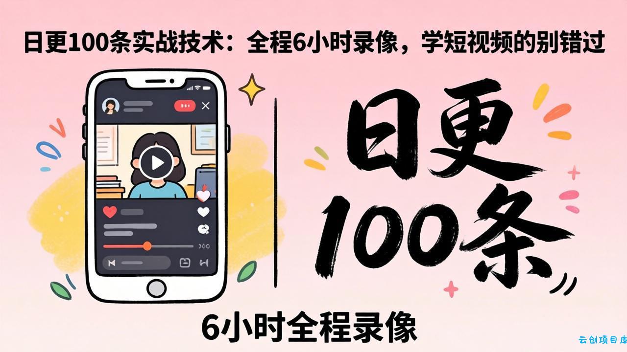 某工作坊东莞2026年4月12线下课：日更100条实战：全程6小时录像，学短视频的别错过-云创项目库