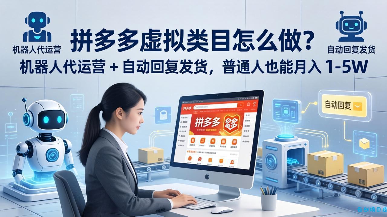 拼多多虚拟类目怎么做？机器人代运营 + 自动回复发货，普通人也能月入 1-5W-云创项目库
