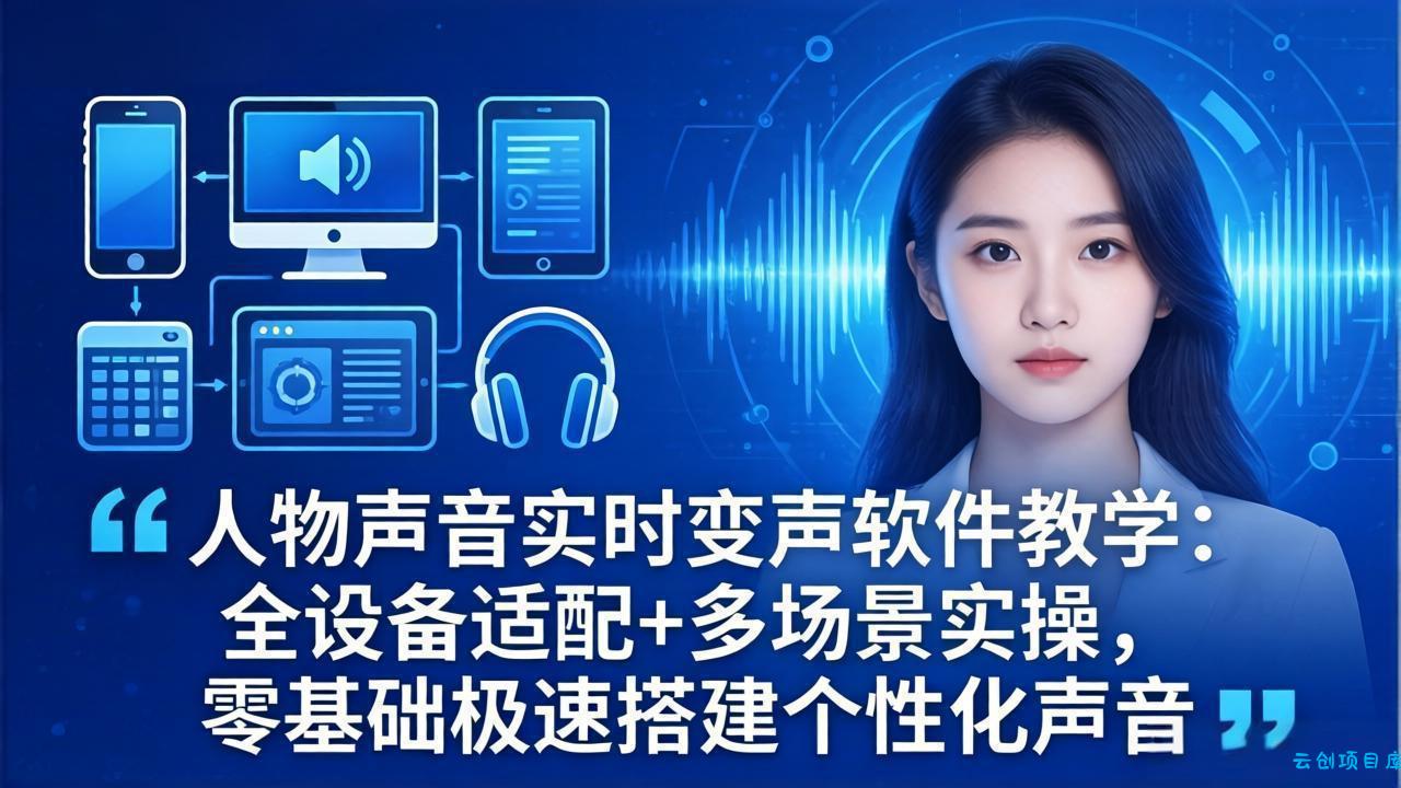 人物声音实时变声软件教学：全设备适配+多场景实操，零基础极速搭建个性化声音-云创项目库