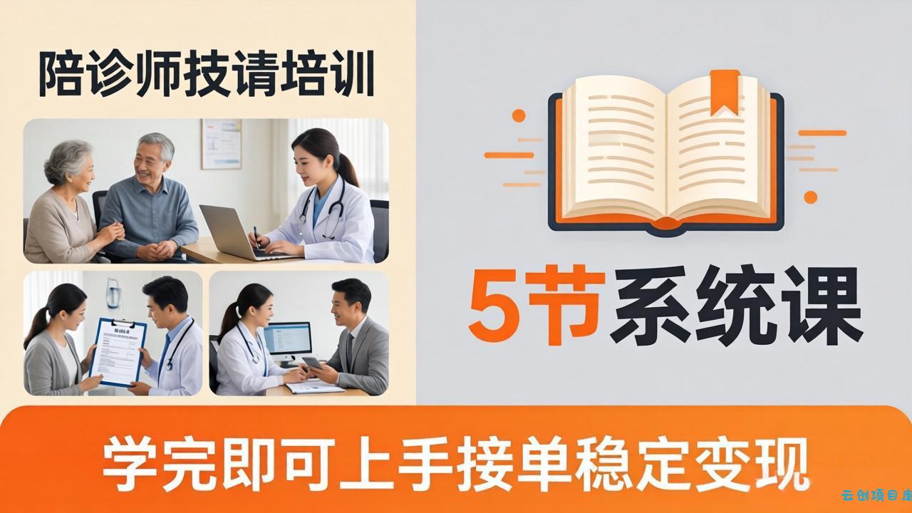 想做陪诊师不知从何下手？5节系统课教你掌握核心技能，学完即可上手接单稳定变现-云创项目库