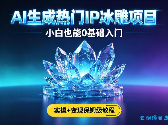 AI生成热门ip冰雕项目，小白也能0基础入门，实操+变现保姆级教程-云创项目库