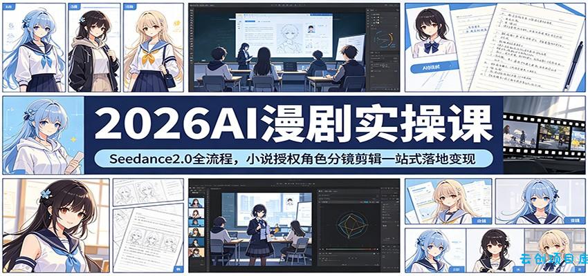 2026AI漫剧实操课：Seedance2.0全流程，小说授权角色分镜剪辑一站式落地变现-云创项目库