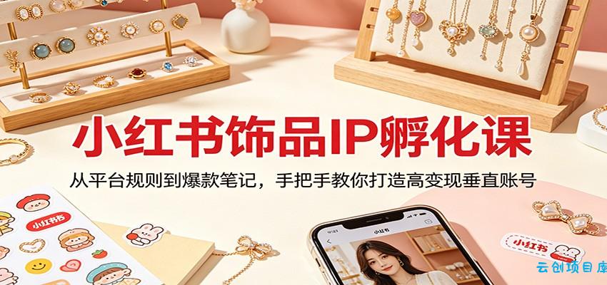 小红书饰品IP孵化课：从平台规则到爆款笔记，手把手教你打造高变现垂直账号-云创项目库
