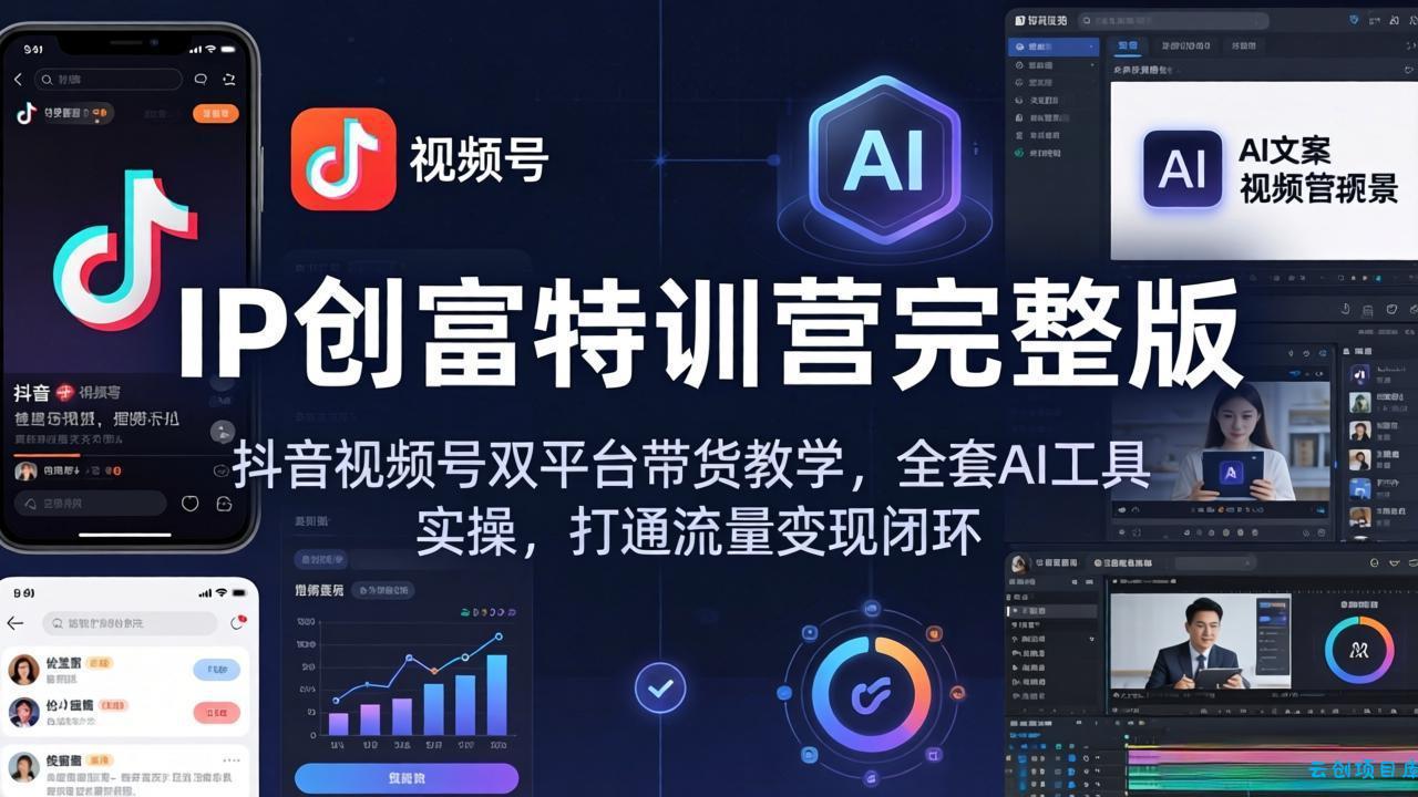 IP创富特训营完整版：抖音视频号双平台带货教学，全套AI工具实操，打通流量变现闭环-云创项目库
