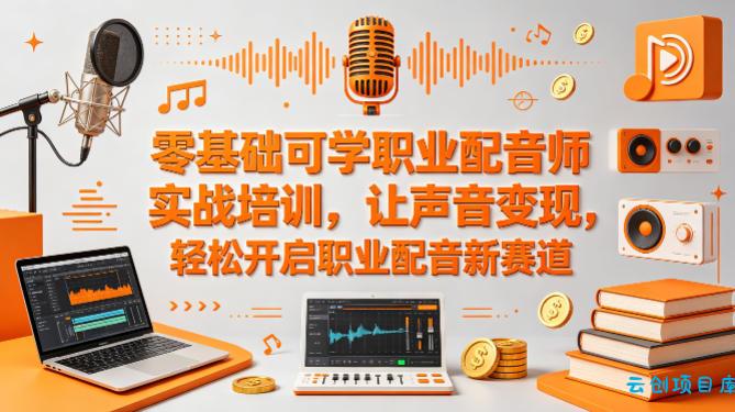 零基础可学职业配音师实战培训，让声音变现，轻松开启职业配音新赛道-云创项目库