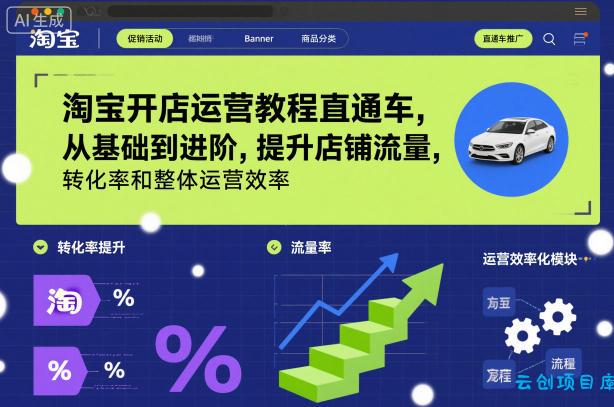 淘宝开店运营教程直通车，从基础到进阶，提升店铺流量，转化率和整体运营效率(更新26年4月20日)-云创项目库