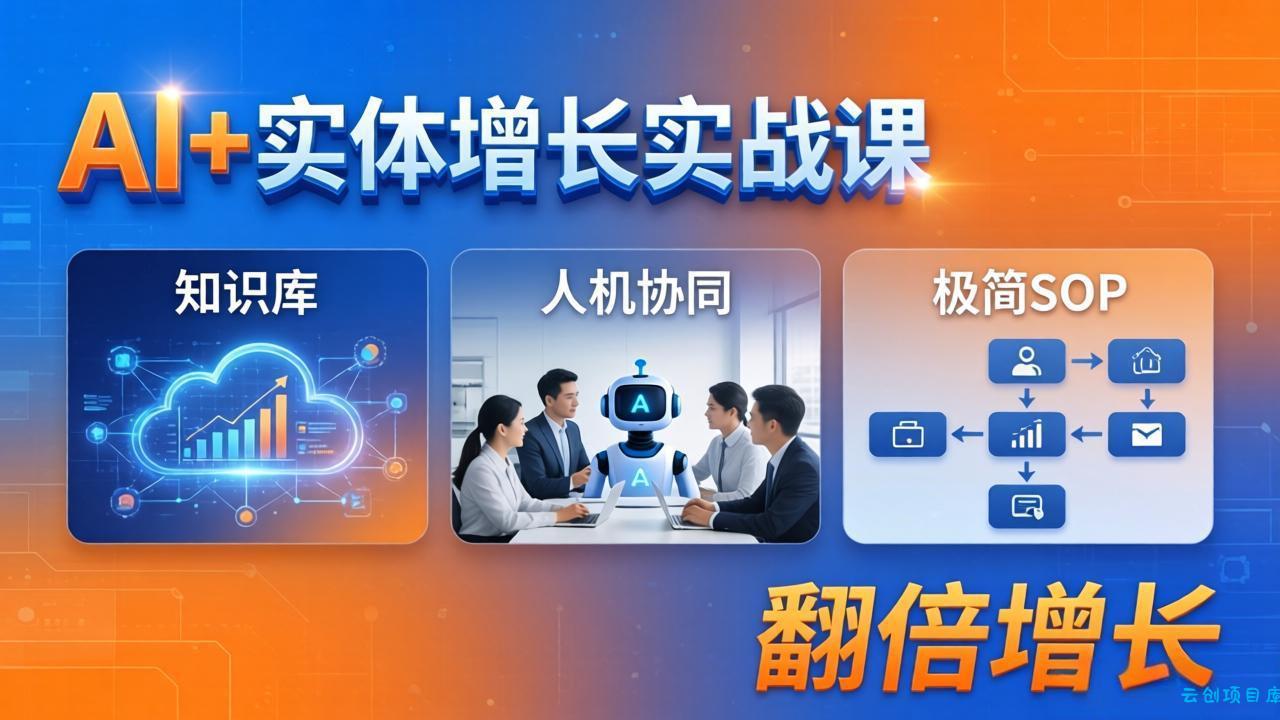 AI+实体增长实战课：知识库+人机协同+极简SOP，助力实体业务翻倍增长-云创项目库
