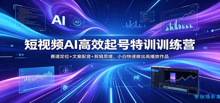 短视频AI高效起号特训训练营：赛道定位+文案配音+剪辑思维，小白快速做出高播放作品-云创项目库