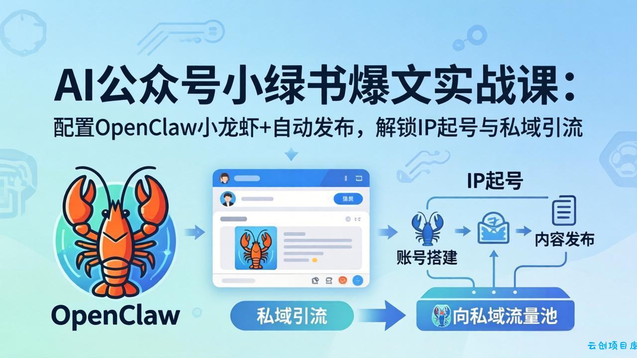 AI公众号小绿书变现实战课：小绿书爆文写作+OpenClaw自动发布，解锁IP起号与私域引流-云创项目库