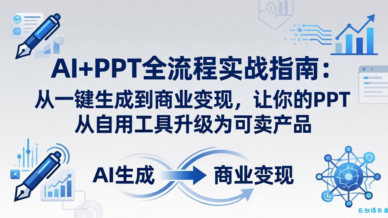 AI+PPT全流程实战指南-更新4月21：从一键生成到商业变现，让你的PPT从自用工具升级为可卖产品-云创项目库