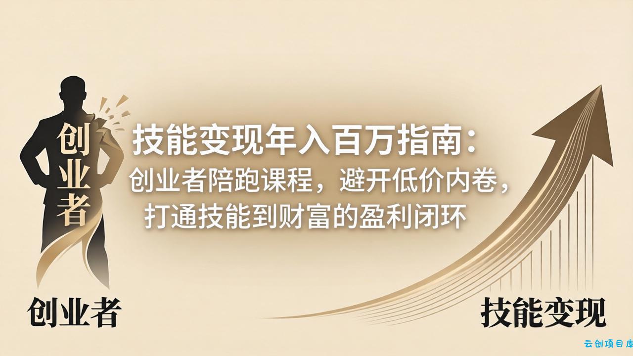 技能变现年入百万指南：创业者陪跑课程，避开低价内卷，打通技能到财富的盈利闭环-云创项目库