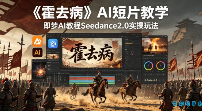 《霍去病》AI短片教学，即梦AI教程Seedance2.0实操玩法-云创项目库