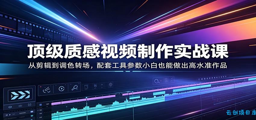 顶级质感视频制作实战课：从剪辑到调色转场，配套工具参数小白也能做出高水准作品-云创项目库