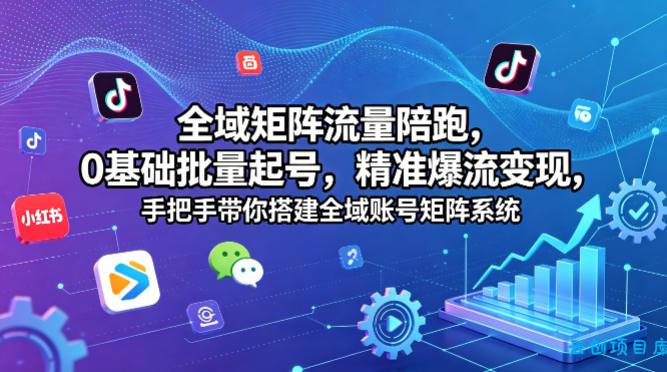 全域矩阵流量陪跑，0基础批量起号，精准爆流变现，手把手带你搭建全域账号矩阵系统-云创项目库