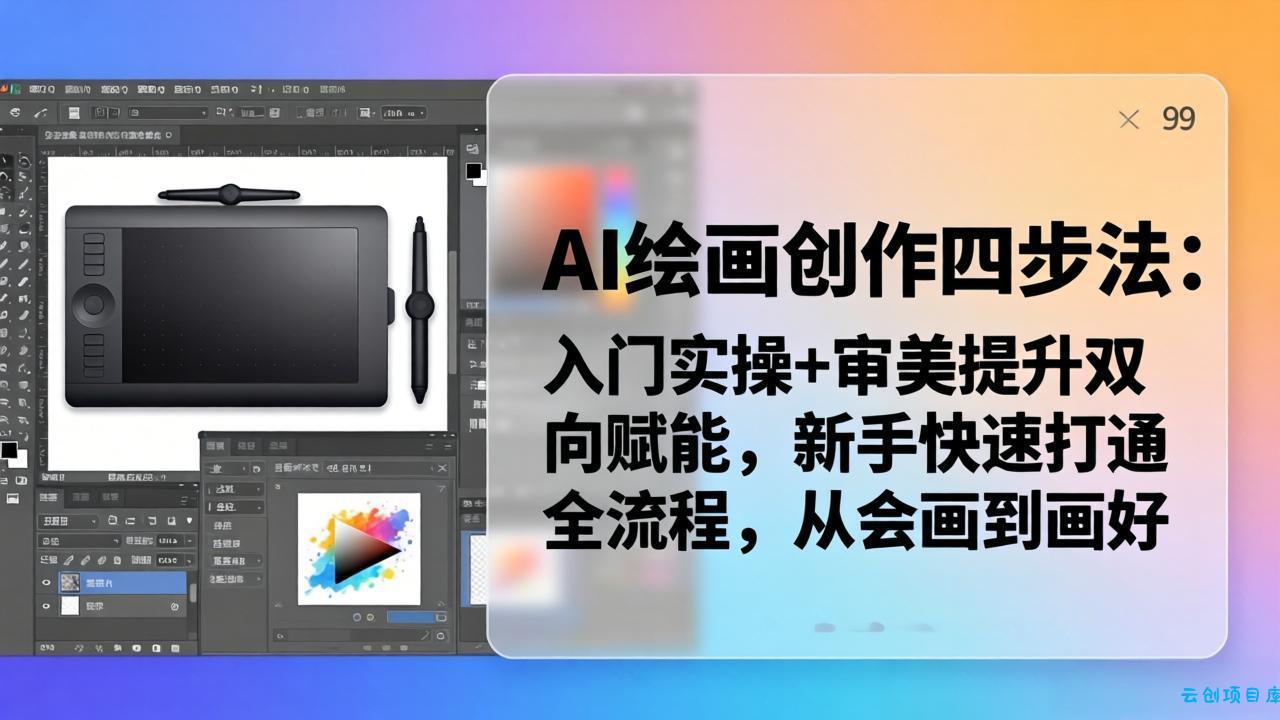 AI绘画创作四步法：入门实操+审美提升双向赋能，新手快速打通全流程，从会画到画好-云创项目库