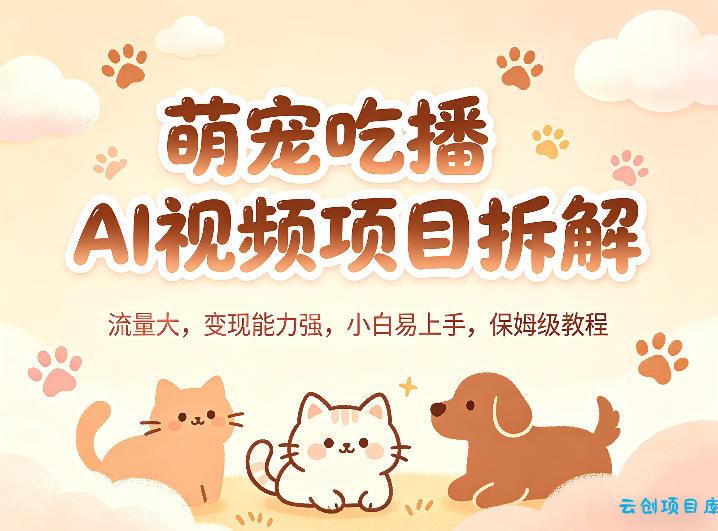 萌宠吃播AI视频项目拆解,流量大,变现能力强,小白易上手,保姆级教程
