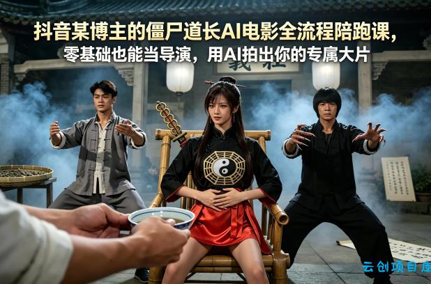 抖音某博主的僵尸道长AI电影全流程陪跑课，零基础也能当导演，用AI拍出你的专属大片-云创项目库
