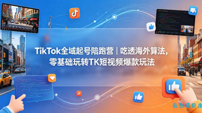 TikTok全域起号陪跑营｜吃透海外算法，零基础玩转TK短视频爆款玩法-云创项目库
