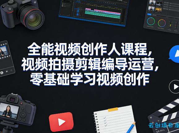 全能视频创作人课程，视频拍摄剪辑编导运营，零基础学习视频创作(更新2026年4月)-云创项目库