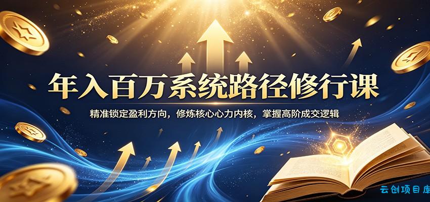 年入百万系统路径修行课：精准锁定盈利方向，修炼核心心力内核，掌握高阶成交逻辑-云创项目库