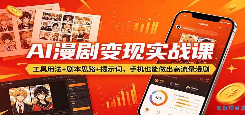 AI漫剧变现实战课：工具用法+剧本思路+提示词，手机也能做出高流量漫剧-云创项目库