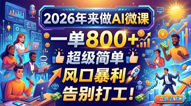 2026年来做AI微课，一单800+，超级简单，风口暴利，告别打工！-云创项目库