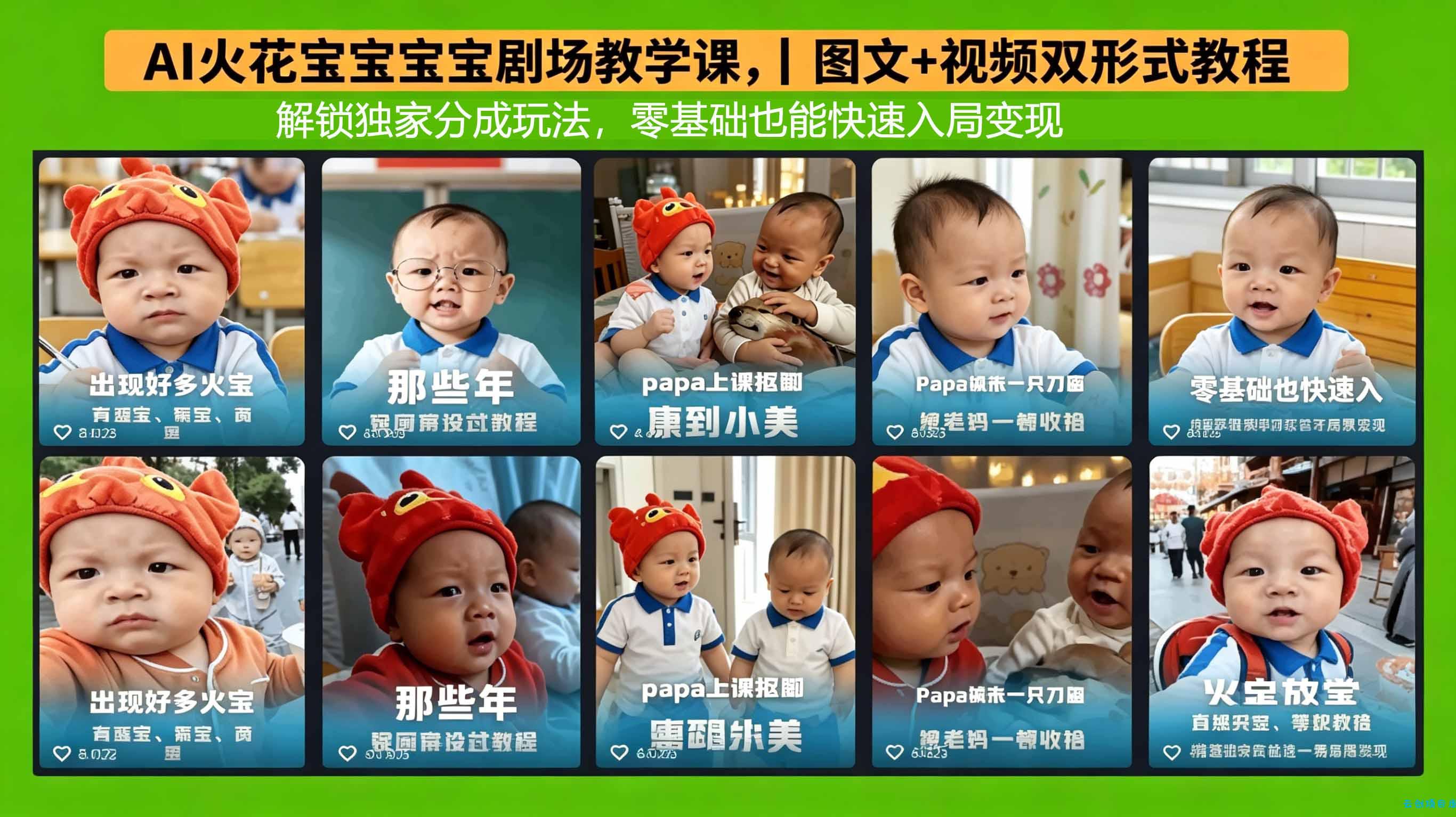 AI火花宝宝宝宝剧场教学课，图文+视频双形式教程，解锁独家分成玩法，零基础也能快速入局变现-云创项目库