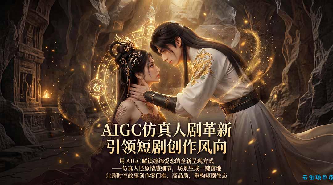 AIGC 仿真人短剧创作革新，解锁仙侠爱恋全新呈现，一键出高质场景，零门槛打造爆款剧集-云创项目库
