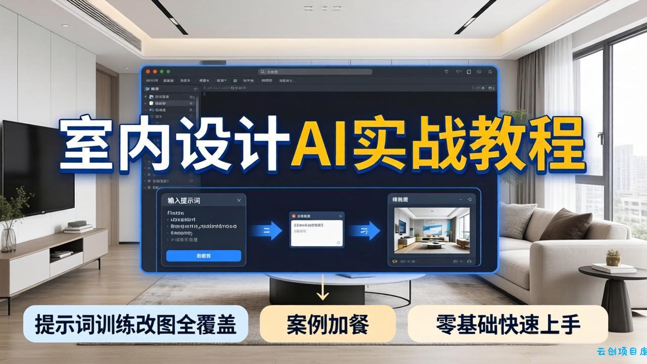 2026室内设计AI实战教程，提示词训练改图全覆盖，搭配案例加餐，零基础也能快速上手-云创项目库