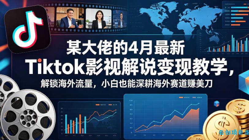 某大佬的4月最新Tiktok影视解说变现教学，解锁海外流量，小白也能深耕海外赛道賺美刀-云创项目库