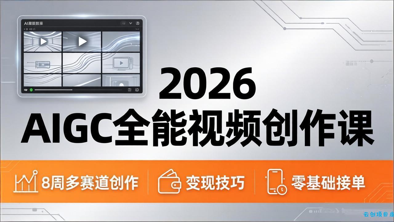 2026AIGC全能视频创作课，8周吃透多赛道创作+变现，零基础也能高效出片接单-云创项目库