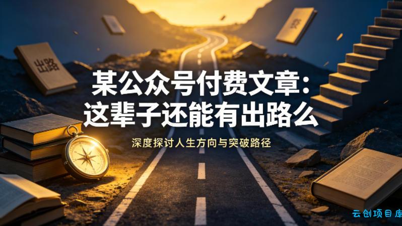 某公众号付费文章:这辈子还能有出路么