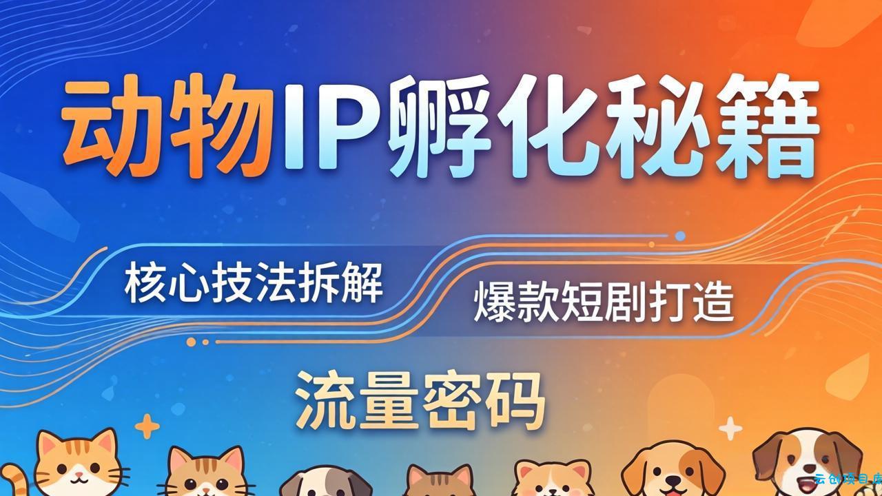 动物IP孵化全套秘籍，三大核心技法拆解，打造爆款萌宠短剧，轻松拿捏赛道流量密码-云创项目库