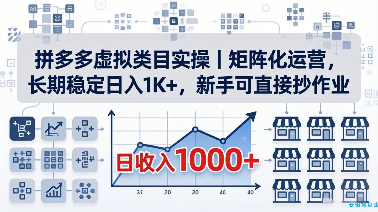 拼多多虚拟类目实操｜矩阵化运营，长期稳定日入 1K+，新手可直接抄作业-云创项目库
