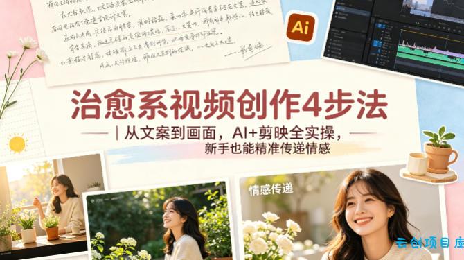 治愈系视频创作4步法｜从文案到画面，AI+剪映全实操，新手也能精准传递情感-云创项目库