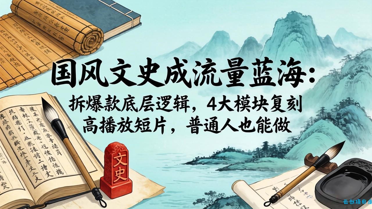 国风文史成流量蓝海：拆爆款底层逻辑，4大模块复刻高播放短片，普通人也能做-云创项目库