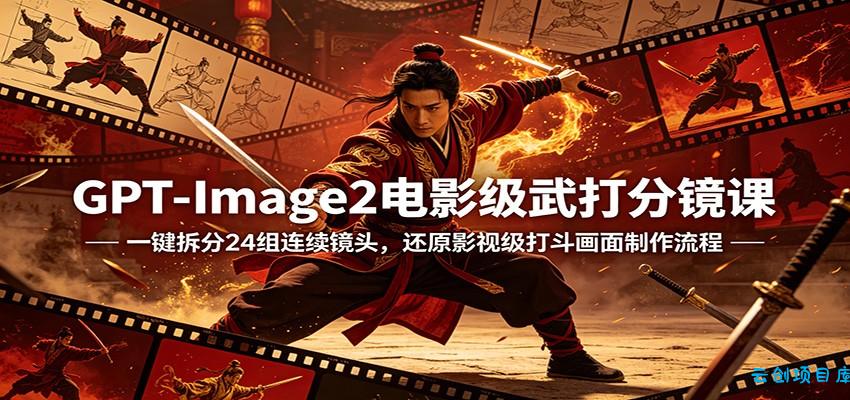 GPT-Image2电影级武打分镜课：一键拆分24组连续镜头，还原影视级打斗画面制作流程-云创项目库