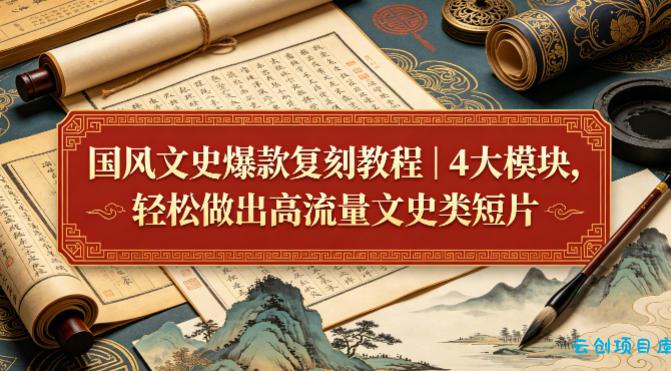 国风文史爆款复刻教程｜4大模块，轻松做出高流量文史类短片-云创项目库