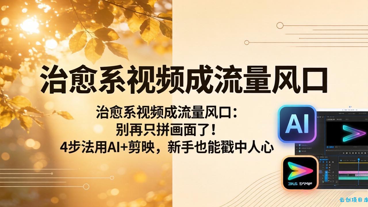治愈系视频成流量风口：别再只拼画面了！4步法用AI+剪映，新手也能戳中人心-云创项目库