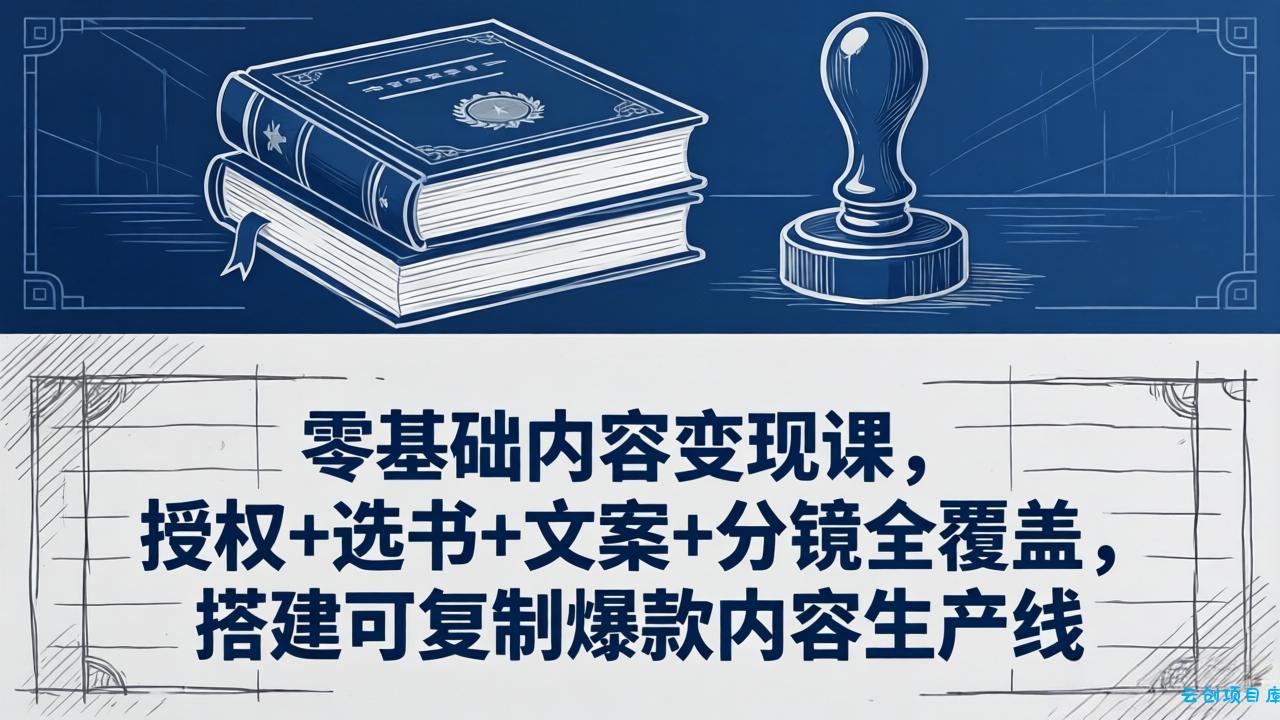 零基础内容变现课，授权+选书+文案+分镜全覆盖，搭建可复制爆款内容生产线-云创项目库