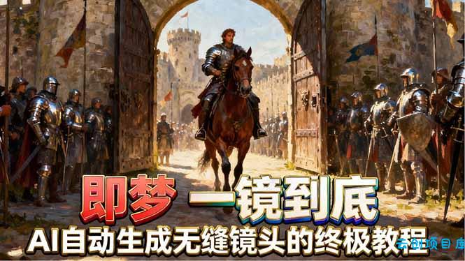 即梦AI一镜到底终极教程，智能补帧+运镜技巧，AI自动生成无缝丝滑长镜头高效出片-云创项目库